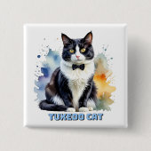 Dapper Tuxedo Cat Vierkante Button 5,1 Cm (Voorkant)