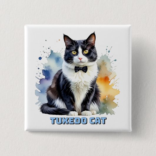 Dapper Tuxedo Cat Vierkante Button 5,1 Cm (Voorkant)