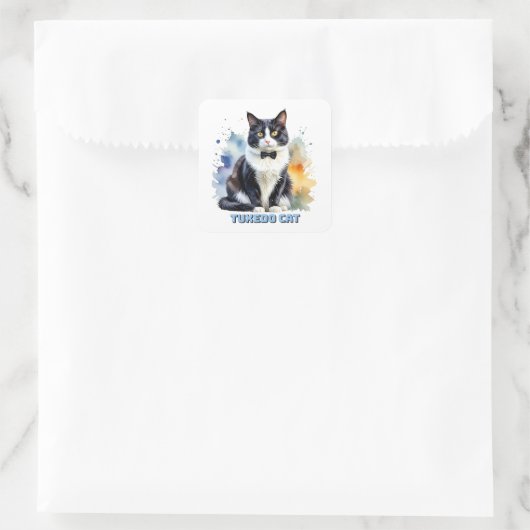Dapper Tuxedo Cat Vierkante Sticker (Tas)