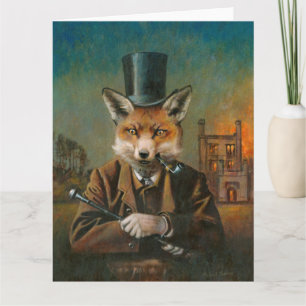 Dapper Victoriaans Fox Grote Groeten Kaart