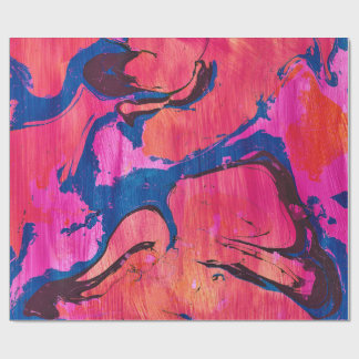 Dappere 1 Rood Blauw Ebru Abstract Inpakpapier