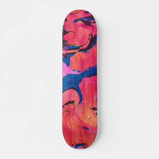 Dappere 1 Rood Blauw Ebru Abstract Skateboard Deck