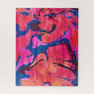 Dappere 1 Rood Blauw Ebru Stijl Abstract Puzzel