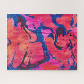 Dappere 1 Rood Blauw Ebru Stijl Abstract Puzzel (Horizontaal)