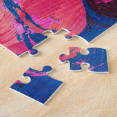 Dappere 1 Rood Blauw Ebru Stijl Abstract Puzzel (Zijkant)