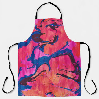 Dappere 1 Rood Blauw Ebru Stijl Abstracte Schort
