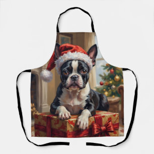 Dappere Boston Terrier Hond Kerstcadeau Schort