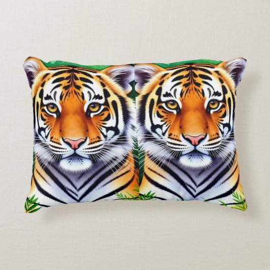 Dappere Botanische Tijgerwelp Accent Kussen (Voorkant)