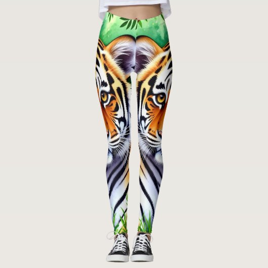 Dappere Botanische Tijgerwelp Leggings (Voorkant)