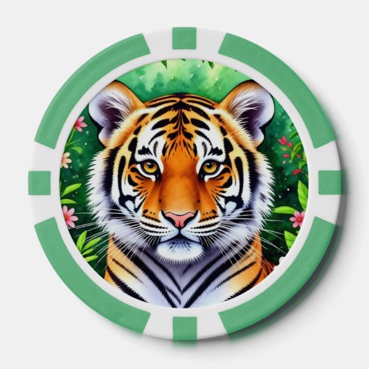 Dappere botanische Tijgerwelp Poker Chips (Voorkant)
