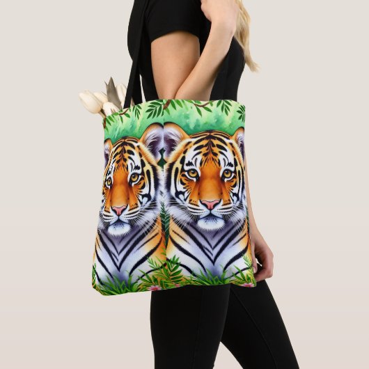 Dappere Botanische Tijgerwelp Tote Bag (Dichtbij)