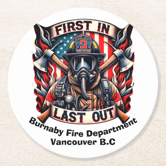 Dappere brandweerman is trots ronde kartonnen onderzetter (Voorkant)