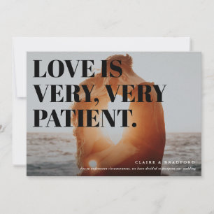 Dappere en brutale typografische uitgestelde bruil aankondiging