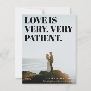 Dappere en brutale typografische uitgestelde bruil aankondiging