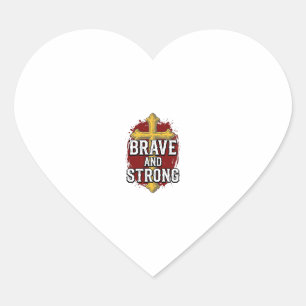 Dappere en Sterke Vintage Kruis Shirt Ontwerp_1 Hart Sticker