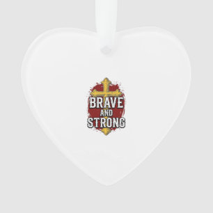 Dappere en Sterke Vintage Kruis Shirt Ontwerp_1 Ornament