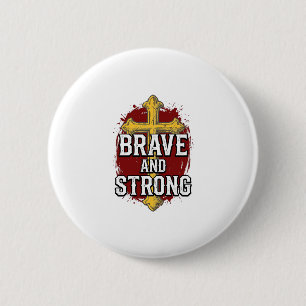 Dappere en Sterke Vintage Kruis Shirt Ontwerp_1 Ronde Button 5,7 Cm