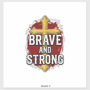 Dappere en Sterke Vintage Kruis Shirt Ontwerp_1 Sticker