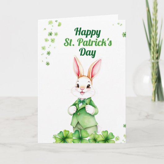 Dappere groene konijn met klavertjes St. Patrick's Kaart (Voorkant)