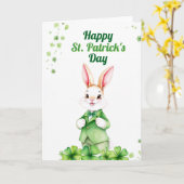 Dappere groene konijn met klavertjes St. Patrick's Kaart (Gele Bloem)