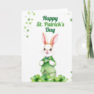 Dappere groene konijn met klavertjes St. Patrick's Kaart