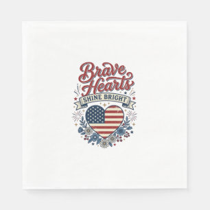 Dappere Harten Patriottisch Vintage Bloem Shirt On Servet