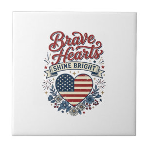 Dappere Harten Patriottisch Vintage Bloem Shirt On Tegeltje