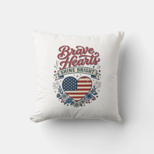 Dappere Harten Patriottisch Vintage Bloemend Shirt Kussen