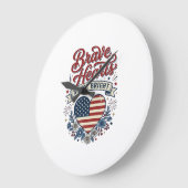 Dappere Harten Patriottisch Vintage Bloemendesign Grote Klok (Hoek)