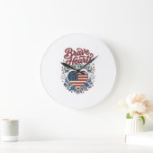 Dappere Harten Patriottisch Vintage Bloemendesign Grote Klok (Huis)