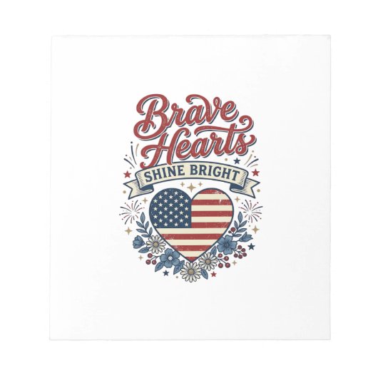 Dappere Harten Patriottisch Vintage Bloemendesign  Notitieblok (Voorkant)