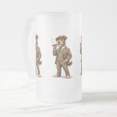 Dappere Heren Hond Glas Matglas Bierpul (Voorkant links)