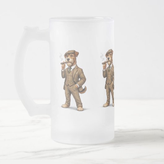 Dappere Heren Hond Glas Matglas Bierpul (Links)
