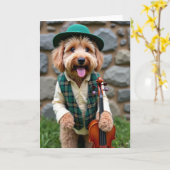 Dappere Hond Serenade Kaart (Gele Bloem)