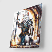 Dappere Kattenridder in pantser met zwaard Vierkante Klok (Hoek)