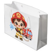 Dappere Kleine Brandweerman Groot Cadeauzakje (Achterkant Gekanteld)