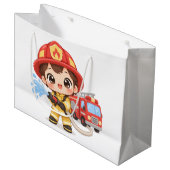 Dappere Kleine Brandweerman Groot Cadeauzakje (Voorkant Gekanteld)