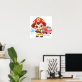 Dappere Kleine Brandweerman Poster (Thuiskantoor)