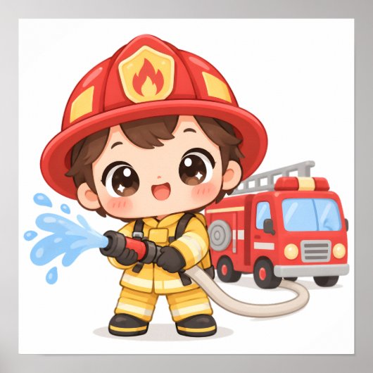 Dappere Kleine Brandweerman Poster (Voorkant)