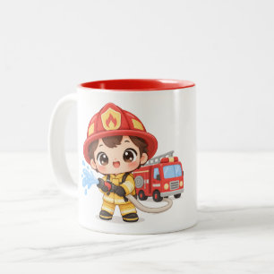 Dappere Kleine Brandweerman Tweekleurige Koffiemok