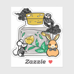 Dappere Konijn en Skelet Gezellen Sticker