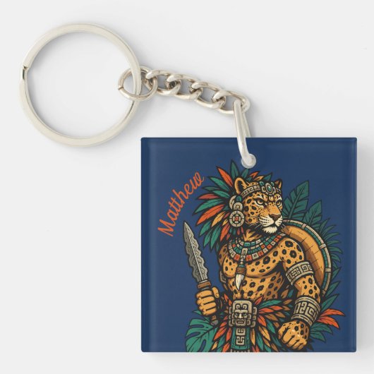 Dappere krijger van de Jaguarstam Sleutelhanger (Voorkant)