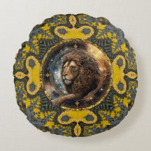 Dappere Leeuw Zodiac Goud Gele Fractal Mandala