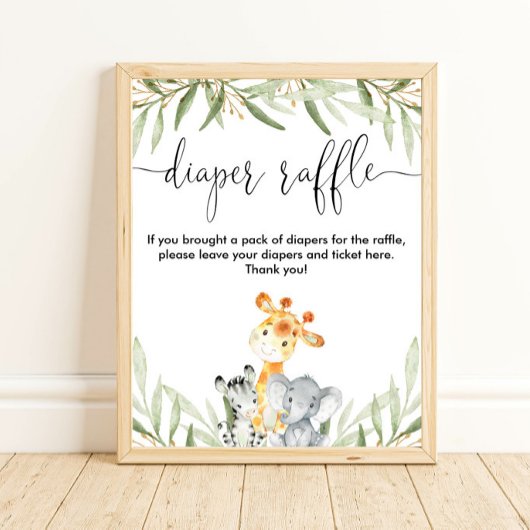 Dappere loterij teken schattige safari's groener poster