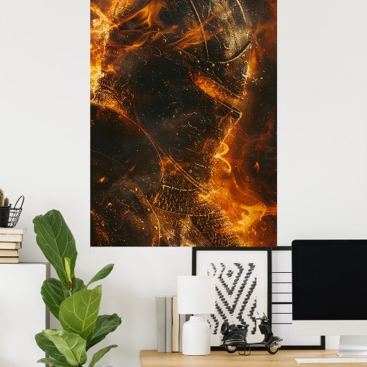 Dappere middeleeuwse ridder close-up Poster (Thuiskantoor)