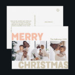 Dappere moderne vrolijk kerstfeest jaaroverzicht 3 feestdagenkaart<br><div class="desc">Stuur warme wensen deze feestdagen met deze unieke en schattige, moderne en opvallende Kerstmis 'jaar in review' 3 foto holiday kaart. Het simpele en minimalistische ontwerp bevat boho-geïnspireerde elementen in lichtroze, pastel koraal, saliegroen, blozend rood en perzik tinten. Het vieren van de feestelijke geest van december, brengt dit ontwerp een...</div>