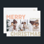 Dappere moderne vrolijk kerstfeest jaaroverzicht 3 feestdagenkaart<br><div class="desc">Stuur warme wensen deze feestdagen met deze unieke en schattige, moderne en opvallende Kerstmis 'jaar in review' 3 foto holiday kaart. Het simpele en minimalistische ontwerp bevat boho-geïnspireerde elementen in lichtroze, pastel koraal, saliegroen, blozend rood en perzik tinten. Het vieren van de feestelijke geest van december, brengt dit ontwerp een...</div>
