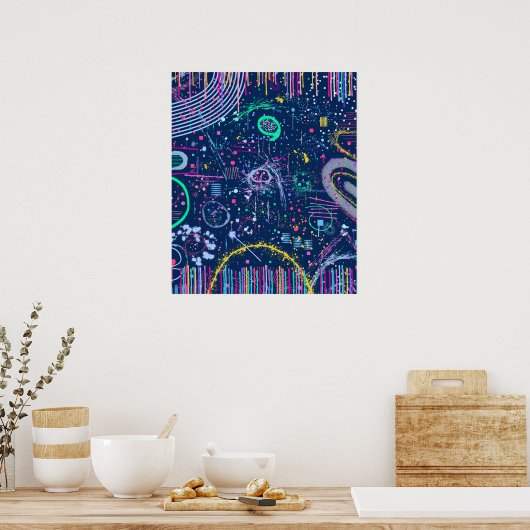 Dappere Ontdekkingsreiziger: Abstract Maximalisme  Poster (Keuken)