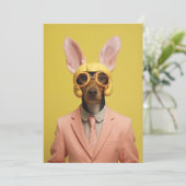Dappere Paashaas Hond Kaart (Staand voorkant)