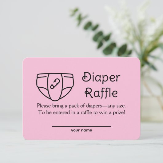 Dappere Raffle Baby Girl Pink Shower Enclosure Kaa Kaart (Staand voorkant)